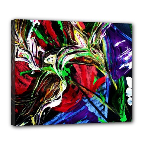 Lillies In The Terracotta Vase 3 Deluxe Canvas 24  X 20   by bestdesignintheworld