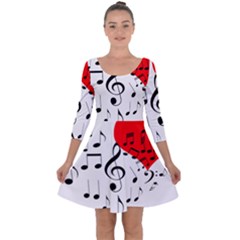 Singing Heart Quarter Sleeve Skater Dress