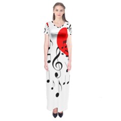 Singing Heart Short Sleeve Maxi Dress by FunnyCow