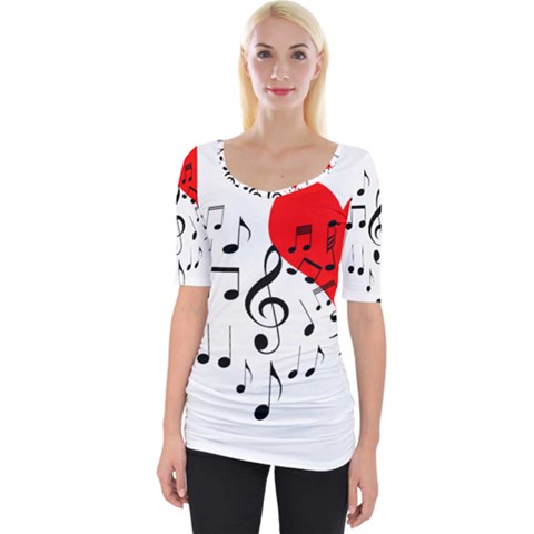 Singing Heart Wide Neckline Tee by FunnyCow