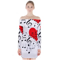 Singing Heart Long Sleeve Off Shoulder Dress