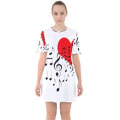 Singing Heart Sixties Short Sleeve Mini Dress