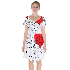 Singing Heart Short Sleeve Bardot Dress