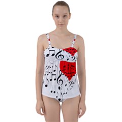 Singing Heart Twist Front Tankini Set