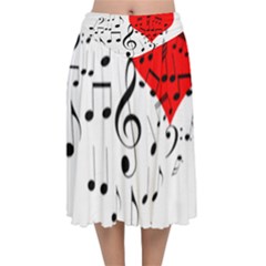 Singing Heart Velvet Flared Midi Skirt