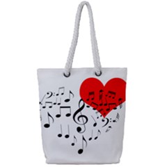 Singing Heart Full Print Rope Handle Tote (Small)