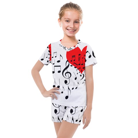 Singing Heart Kids  Mesh Tee And Shorts Set by FunnyCow