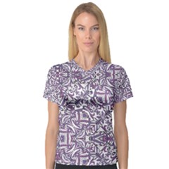Colorful Intricate Tribal Pattern V-Neck Sport Mesh Tee