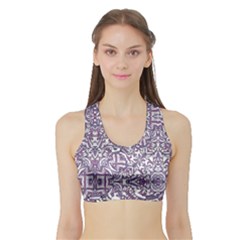 Colorful Intricate Tribal Pattern Sports Bra with Border