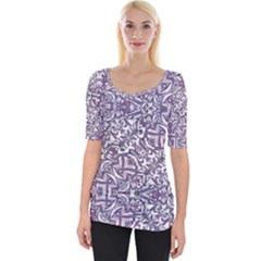 Colorful Intricate Tribal Pattern Wide Neckline Tee