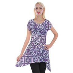 Colorful Intricate Tribal Pattern Short Sleeve Side Drop Tunic