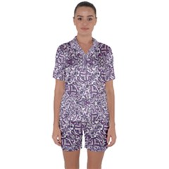 Colorful Intricate Tribal Pattern Satin Short Sleeve Pyjamas Set