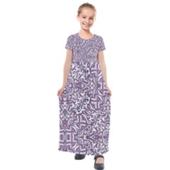 Colorful Intricate Tribal Pattern Kids  Short Sleeve Maxi Dress