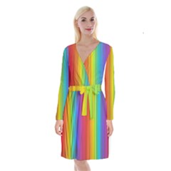 Background Colorful Abstract Long Sleeve Velvet Front Wrap Dress