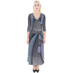 Abstract Background Abstraction Quarter Sleeve Wrap Maxi Dress