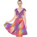 Abstract Background Colorful Pattern Cap Sleeve Front Wrap Midi Dress View1