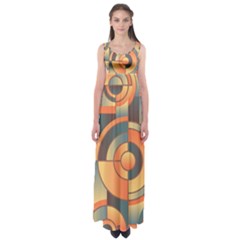 Background Abstract Orange Blue Empire Waist Maxi Dress