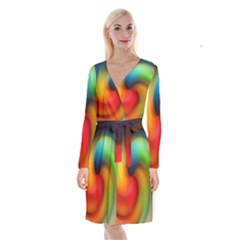 Abstract Spiral Art Creativity Long Sleeve Velvet Front Wrap Dress