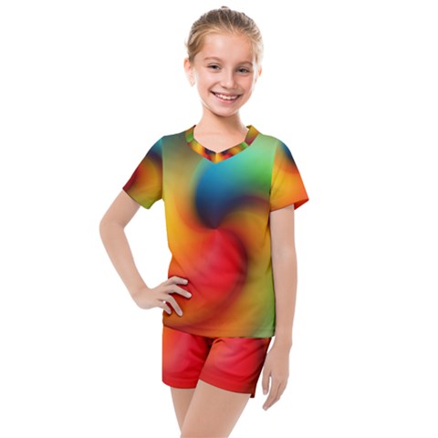 Abstract Spiral Art Creativity Kids  Mesh Tee And Shorts Set by Nexatart