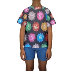 Background Colorful Abstract Kids  Short Sleeve Swimwear