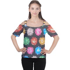 Background Colorful Abstract Cutout Shoulder Tee
