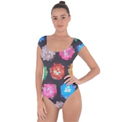Background Colorful Abstract Short Sleeve Leotard 