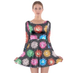 Background Colorful Abstract Long Sleeve Skater Dress