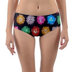 Background Colorful Abstract Reversible Mid-Waist Bikini Bottoms