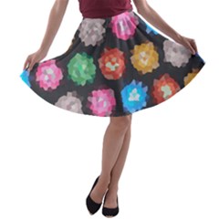 Background Colorful Abstract A-line Skater Skirt
