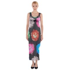 Background Colorful Abstract Fitted Maxi Dress