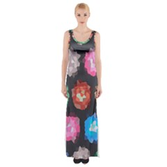 Background Colorful Abstract Maxi Thigh Split Dress