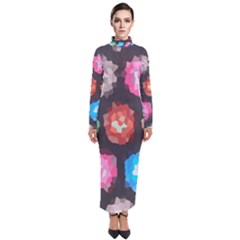 Background Colorful Abstract Turtleneck Maxi Dress