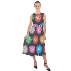 Background Colorful Abstract Midi Tie-Back Chiffon Dress