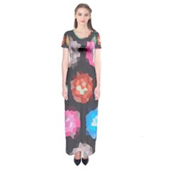 Background Colorful Abstract Short Sleeve Maxi Dress