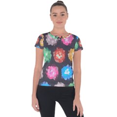 Background Colorful Abstract Short Sleeve Sports Top 