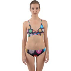 Background Colorful Abstract Wrap Around Bikini Set