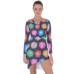 Background Colorful Abstract Asymmetric Cut-out Shift Dress