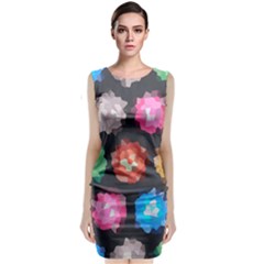 Background Colorful Abstract Sleeveless Velvet Midi Dress