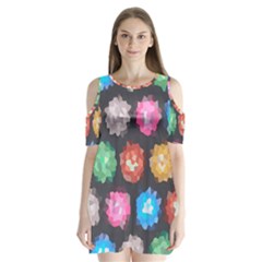 Background Colorful Abstract Shoulder Cutout Velvet One Piece