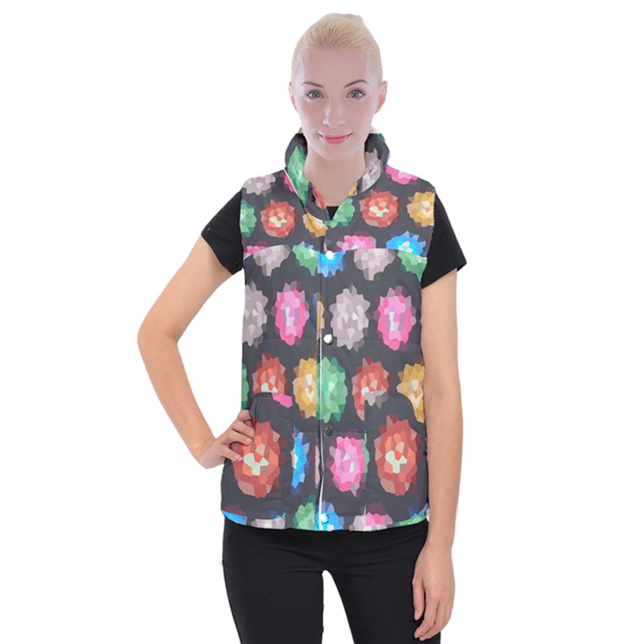 Background Colorful Abstract Women s Button Up Vest