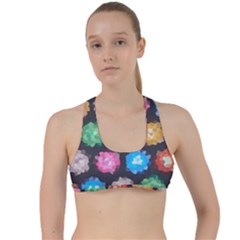 Background Colorful Abstract Criss Cross Racerback Sports Bra