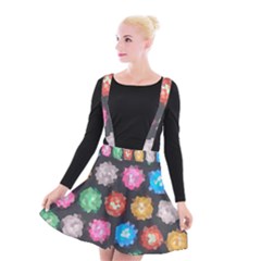 Background Colorful Abstract Suspender Skater Skirt