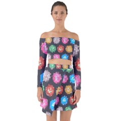 Background Colorful Abstract Off Shoulder Top with Skirt Set