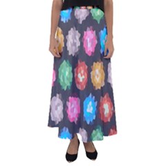 Background Colorful Abstract Flared Maxi Skirt