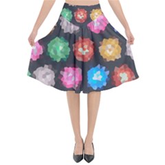 Background Colorful Abstract Flared Midi Skirt