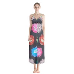Background Colorful Abstract Button Up Chiffon Maxi Dress
