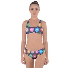 Background Colorful Abstract Criss Cross Bikini Set