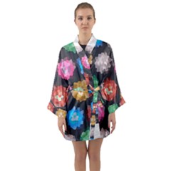 Background Colorful Abstract Long Sleeve Kimono Robe