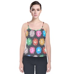 Background Colorful Abstract Velvet Spaghetti Strap Top