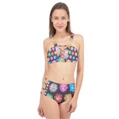 Background Colorful Abstract Cage Up Bikini Set